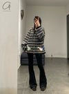 YANYAN KNITS 24 Autumn and Winter Goose Hoodie Winter Coat YYK-YYW24-0063-ZONGLV Brown/Green